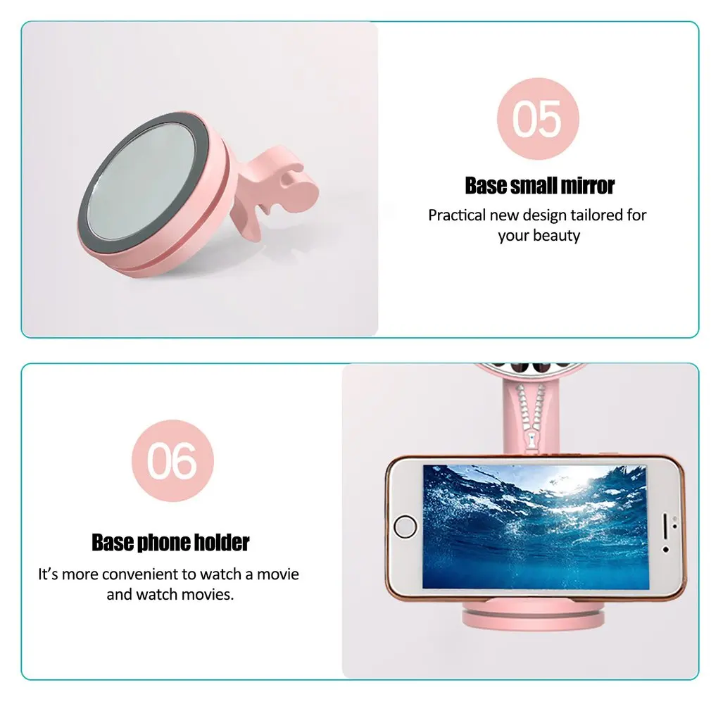 Multifunction Handheld Mini Fan Portable USB Charging 4 in 1 Handfan Assemble 3 Gears Adjustable Air Cooling Ventilador