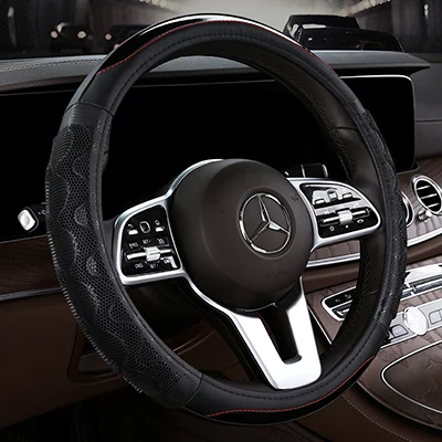 KKYSYELVA Sting-wheel черный кожаный чехол для рулевого колеса автомобиля 38 см крышка рулевого колеса Чехлы для рулевого колеса аксессуары для интерьера - Название цвета: 77