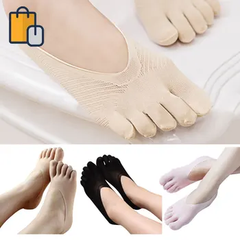 

New Women Cotton Blend Lace Antiskid Short Socks Invisible Low Cut Toe Ankle Sock Five-Toe Socks Glittery