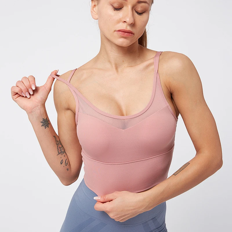 Сетчатый дышащий бюстгальтер для йоги топы фитнеса Женский ударопрочный