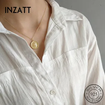 

INZATT Real 925 Sterling Silver Emboss Portrait Pendant Necklace For Fashion Women Fine Jewelry Punk Accessories 2019 Gift