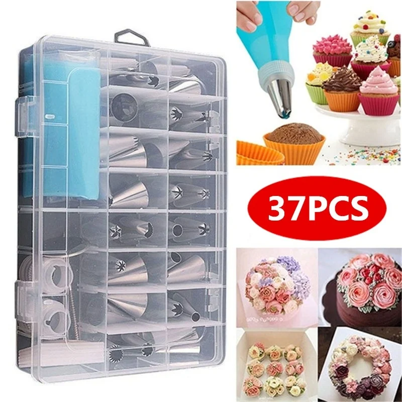 

37PCS Cream Pastry Bag Cake Decoration Icing Piping Nozzles Tube Mold Baking Tools Christmas Molds Kitchen Aid Accessories