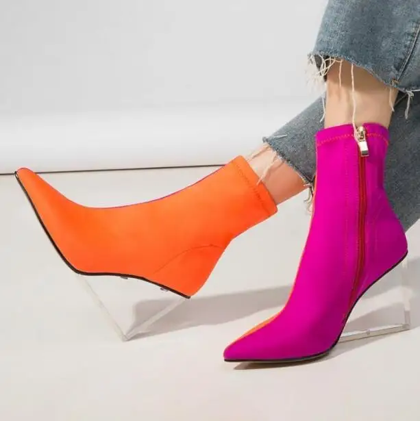 orange wedge heels