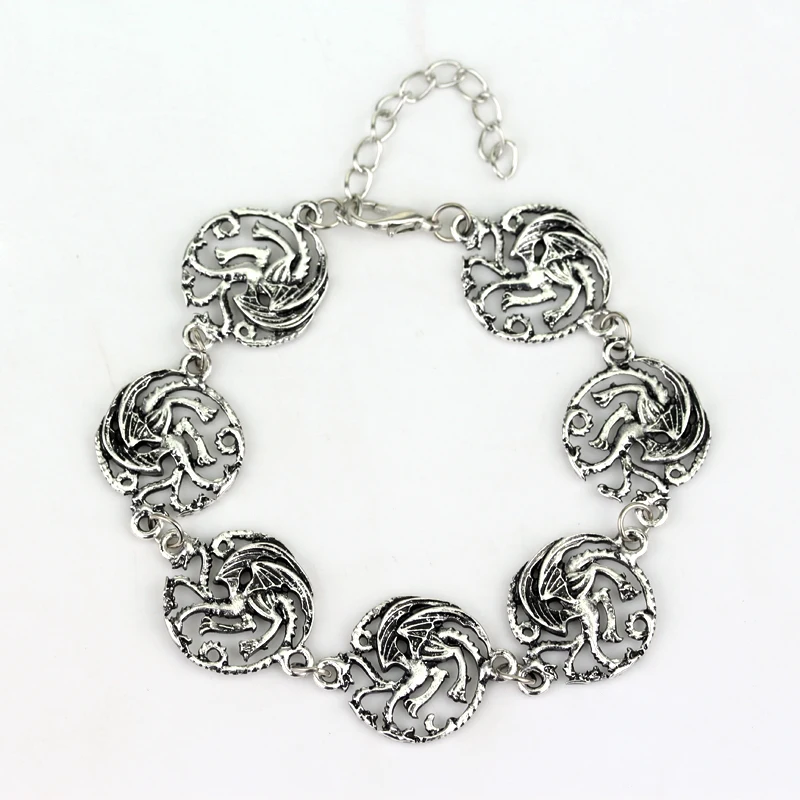 

Targaryen Dragon Badge Bracelets & Bangles Game Of Thrones Charm Bracelet A Song of Ice and Fire for Women Men Movie Jewelry