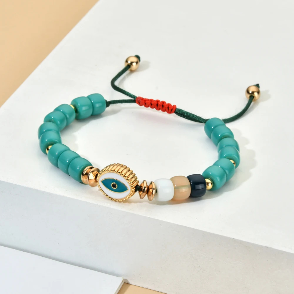 Bracciale Boho con occhio greco per uomo e donna Perline turche con malocchio Gioielli in corda fatti a mano alla moda Regalo Pulsera Femme  36