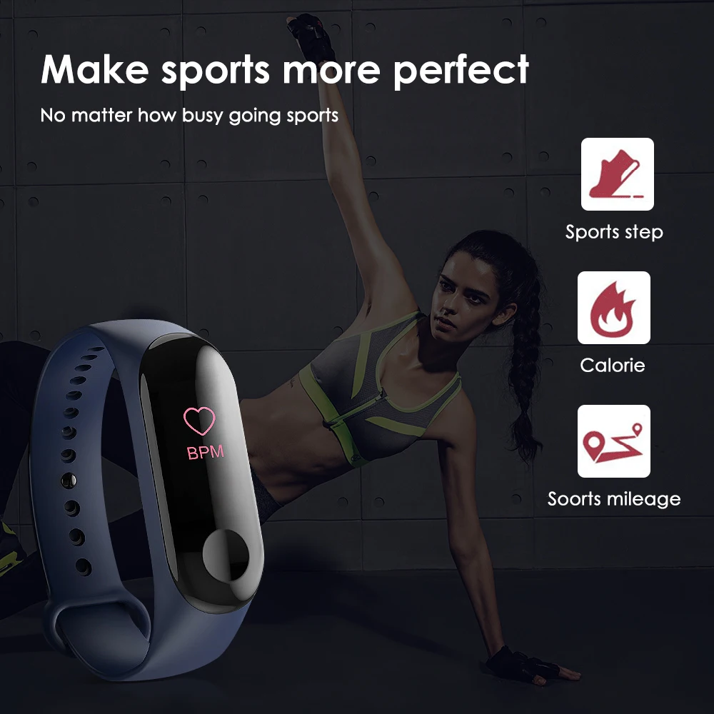 

M3 Plus Smart Bracelet Heart Rate Blood Pressure Health Waterproof Smart Watch M3 Pro Bluetooth Watch Wristband Fitness Tracker