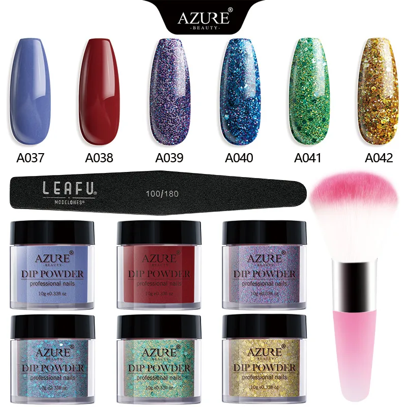 Azure beauty 8 шт./лот блестящая пудра для погружения с инструментами нейл-арта набор