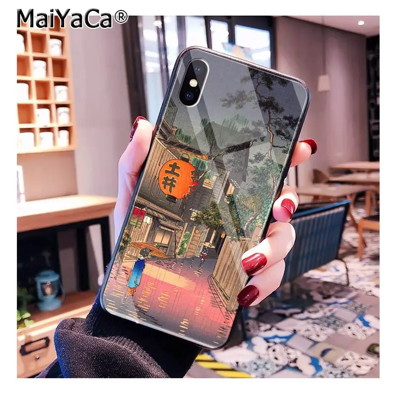 Чехол для телефона MaiYaCa kiyo-e в японском стиле из закаленного стекла для iphone 11 Pro XR XS MAX 8X7 6S 6 Plus - Цвет: A7