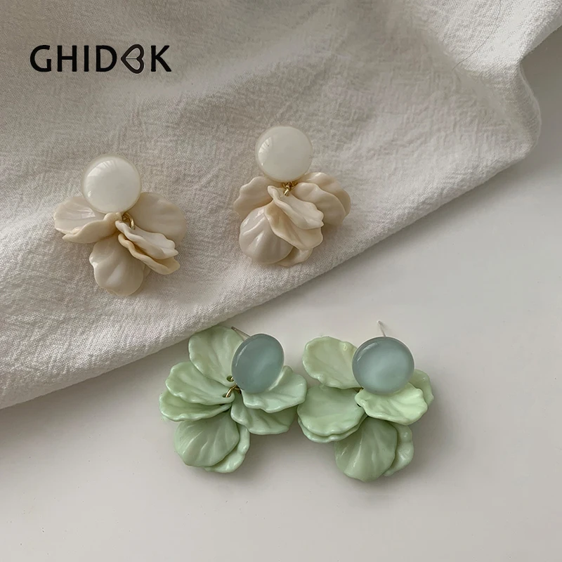 GHIDBK Boho Изящные Многослойные лепестки акриловые сережки серьги женские изящные