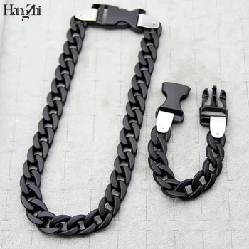 

European and American Tide Brand Men and Women The Same Transparent Motorcycle Wind Frosted Acrylic Metal Buckle Necklace