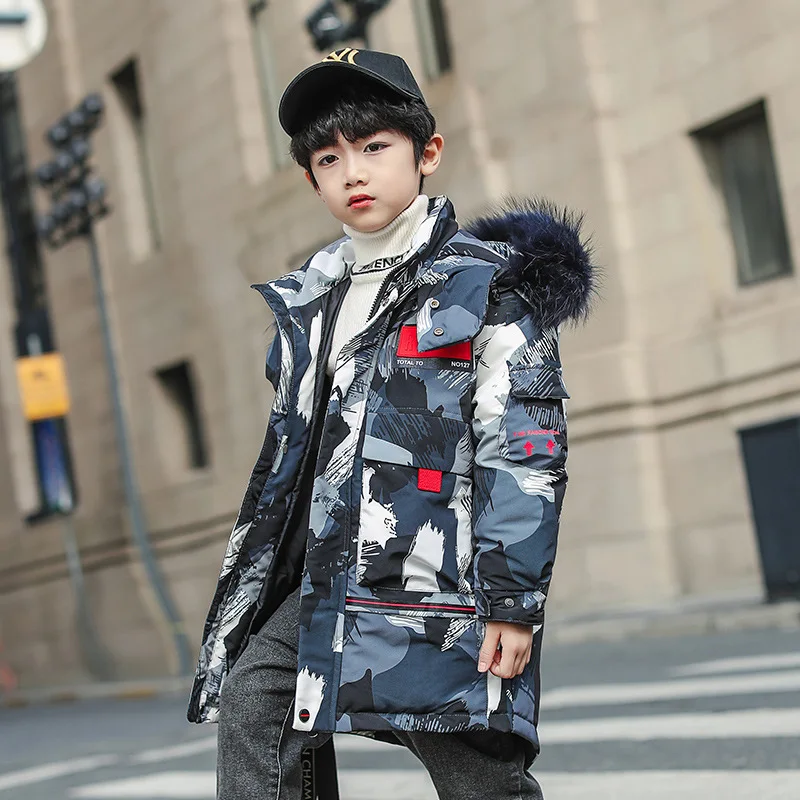 

Camouflage Boys Winter Jacket Boys Clothes 7 9 11 13 15 Years Pattern Tops Padding White Duck Down Children Outwear Thanksgiving