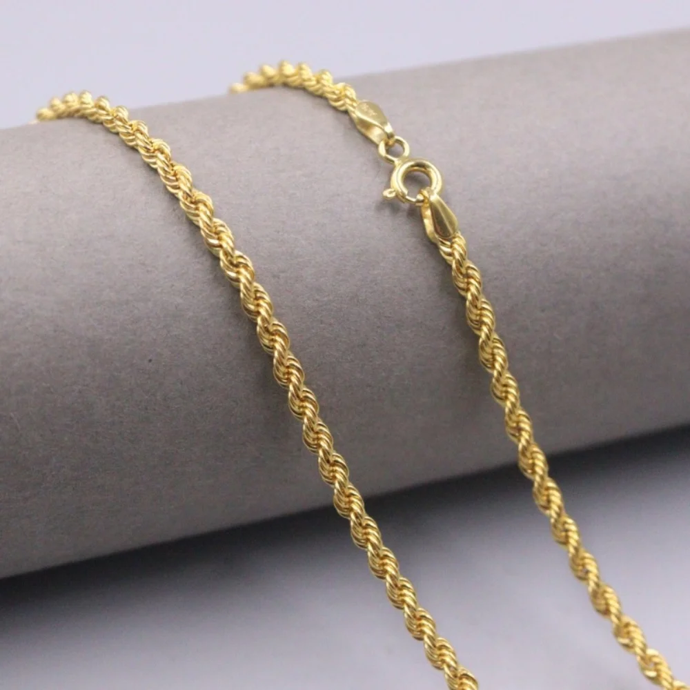 AU750 Pure 18K Yellow Gold Necklace New Twisted Rope Chain Necklace 4.8g / 22inch For Women Gift