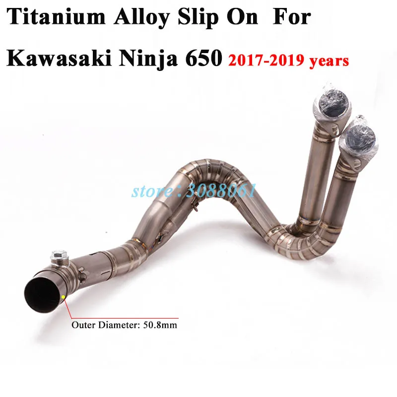 Slip On For Kawasaki Ninja 650 Versys 650 ER6N ER6F 2012- Motorcycle Exhaust Titanium Alloy Modified Front Link Pipe 51mm