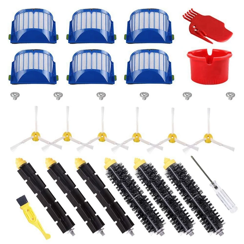 

Bristle & Flexible Beater Brush & Armed-3 Side Brush & Filters for Irobot Roomba 600 Series 614 620 630 650 660 665 690 Vacuum C