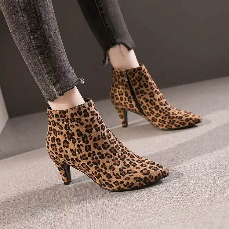 leopard print short heels