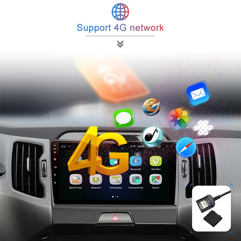 Junsun 4G+ 64G Android 9,0 для Kia sportage 3 4 2010 2011- Авто 2 din автомагнитола стерео плеер Bluetooth gps Нет 2din dvd