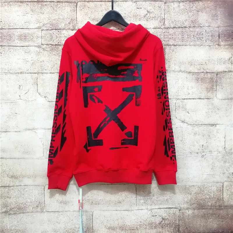 19SS OFF-WHITE OW 99 рендеринг розовый граффити с капюшоном мужская Толстовка