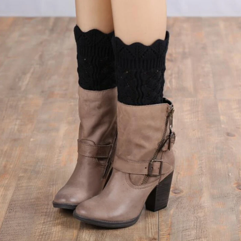 1pair Women Ladies Crochet Boot Cuff Knit Toppers Boot Socks Winter Leg Warmer Button Crochet Knit Boot Socks