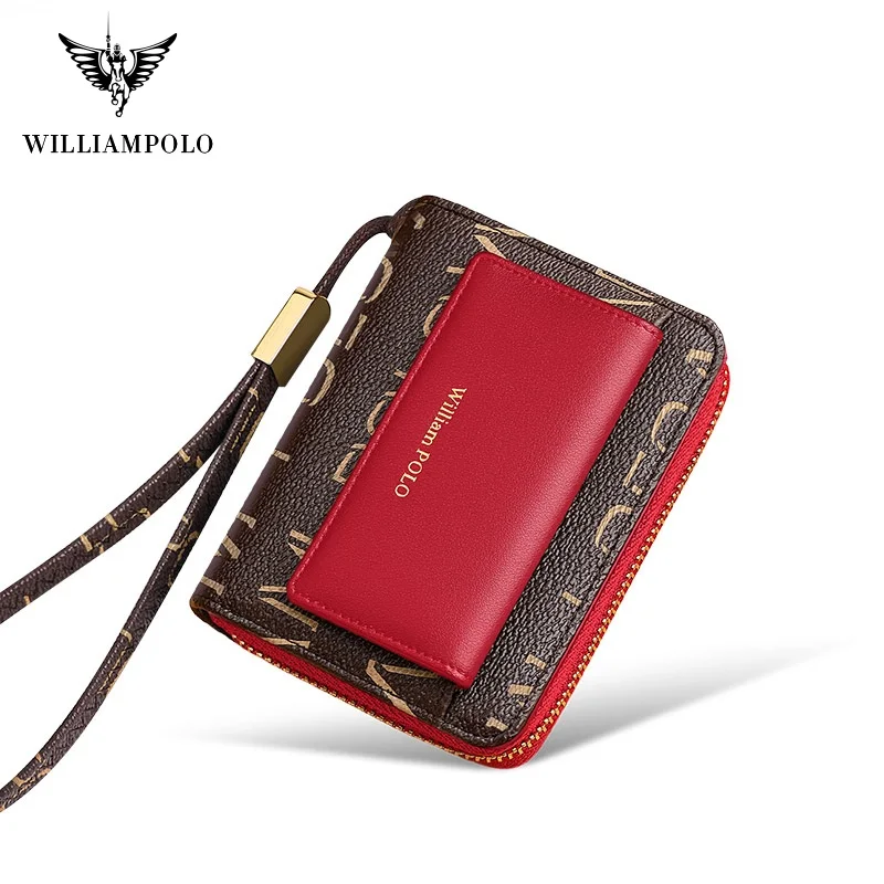 Роскошный брендовый женский кожаный короткий кошелек WilliamPolo Модный держатель