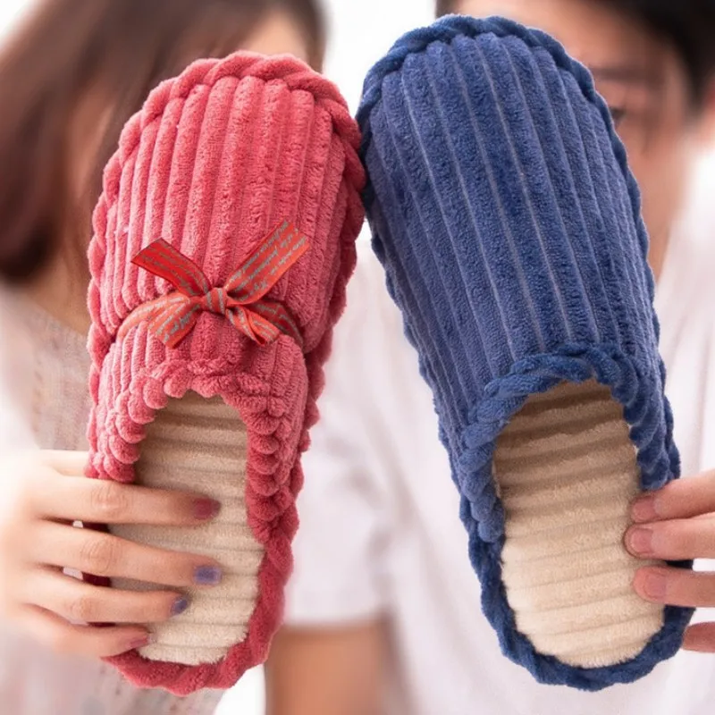 

2019 Autumn And Winter New Style Couples Korean-style Cotton Slippers Household Soft-Sole Anti-slip Wear-Resistant Cotton Slippe