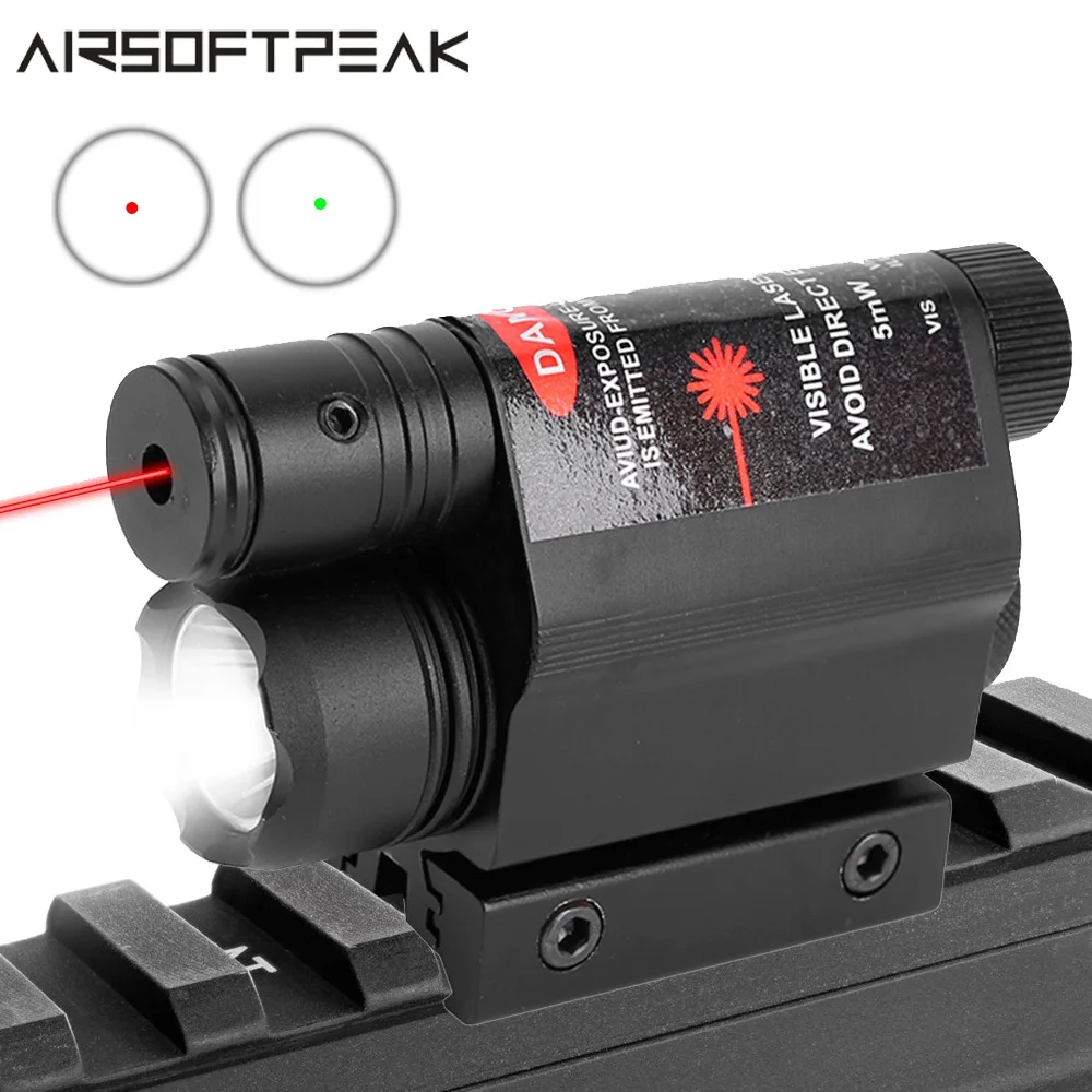 

Tactical LED Flashlight Green/Red Dot Laser Sight with Remote Switch Airsoft Rifle Gun Light for 11/20mm Rail