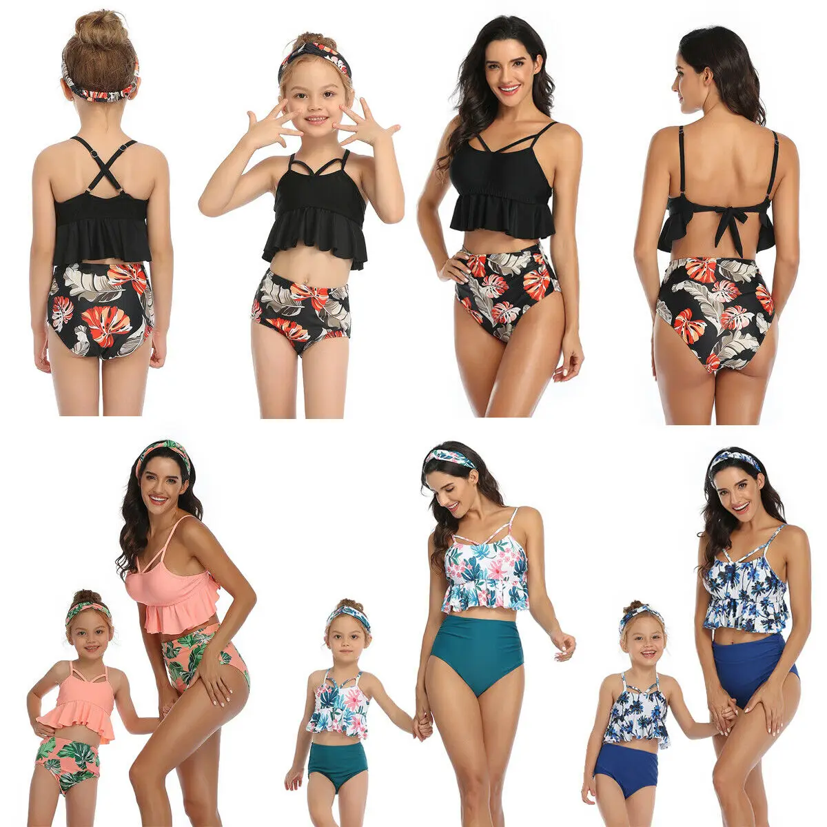 

Mommy and me swimsuit Mother and Daughter Swimsuit Swimwear Bikini 2020 Summer Family Matching Outfits Swimsuit High Waist