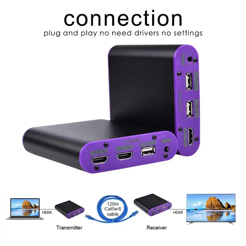 HDMI KVM удлинитель для защиты окружающей среды и долговечности TCP IP от Cat6 поддержка Гигабитного сетевого переключателя до 200 м