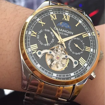 

2020 New Guanqin Watch Men Luminous Fashion Tourbillon Waterproof Men Calendar Date Automatic Mechanical Clock Relogio Masculino