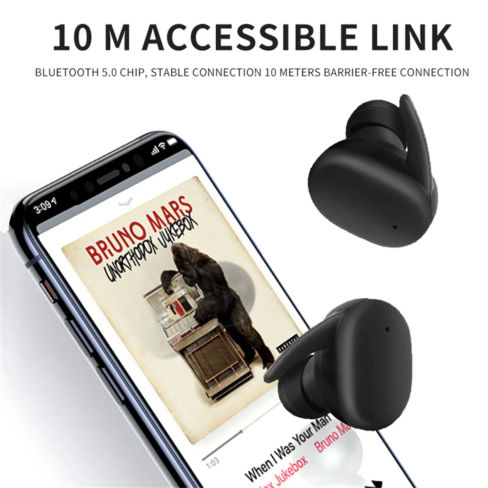 TWS, беспроводные мини Bluetooth наушники, мобильные стерео наушники, спортивные наушники с микрофоном, сенсорное управление, портативная зарядная коробка
