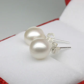 

KOFSAC Classic 8mm Pearl Stud Earrings For Women Fashion Wedding Jewelry Simple 925 Sterling Silver Earring Girl Party Gifts