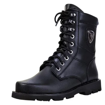 

Outdoor Spring Autumn Men Lace-Up Sewing Half Military Boots Winter Male Plush High-top Snow Mid-Calf Equestrian Boots 20200118
