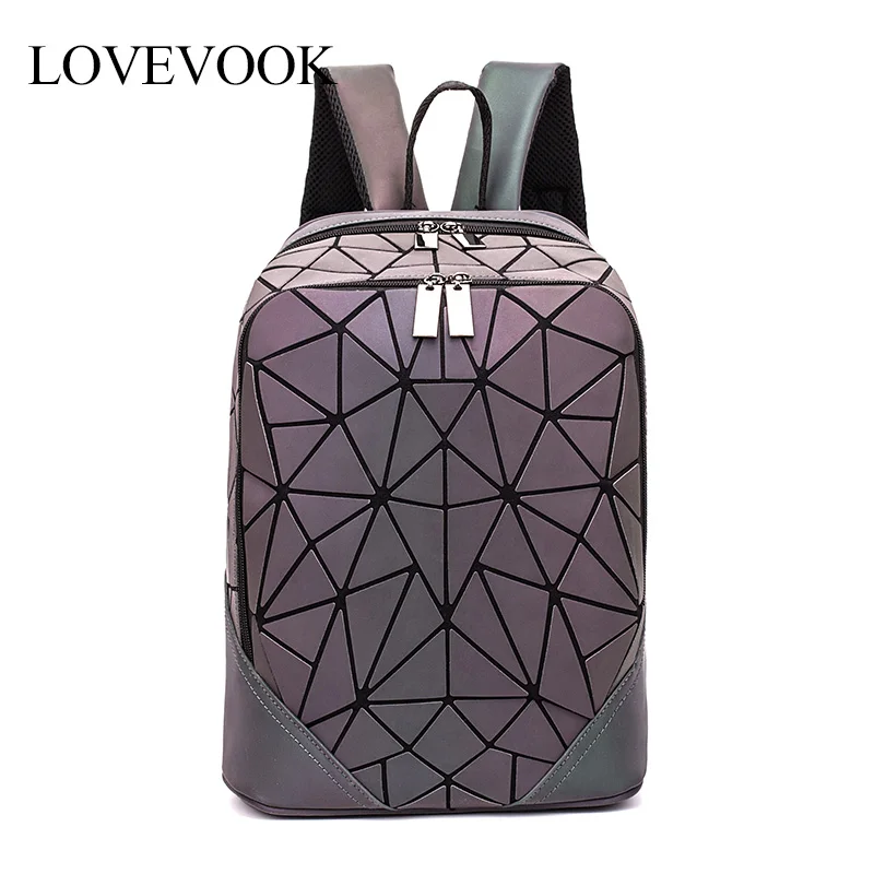 

LOVEVOOK backpack for women school bags for teenagers girls bag pack foldable geometric luminous backpack holographic refretion