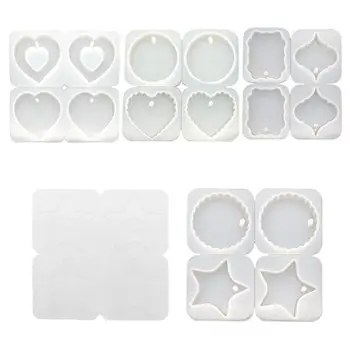 

4 Pcs/set DIY Crystal Jewelry Making Mould Heart Shaped Round Wave Handmade Pendant Molds Resin Gypsum Silicone Mold