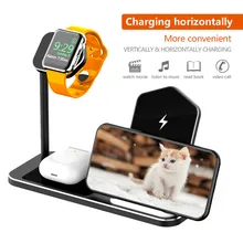 15 Вт быстро Беспроводной Зарядное устройство Держатель для мобильного телефона, Зарядка Док-станция для Airpods 3/2 Apple Watch 5/4/3/2/1 Iphone 11 Pro Max для samsung S9