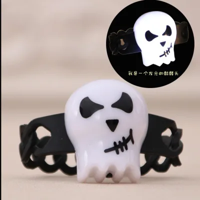 Halloween Pumpkin Luminous Bracelet Silica Gel Light Halloween Children Gifts Props Toy for Kid 10pcs/lot - Окраска металла: 1