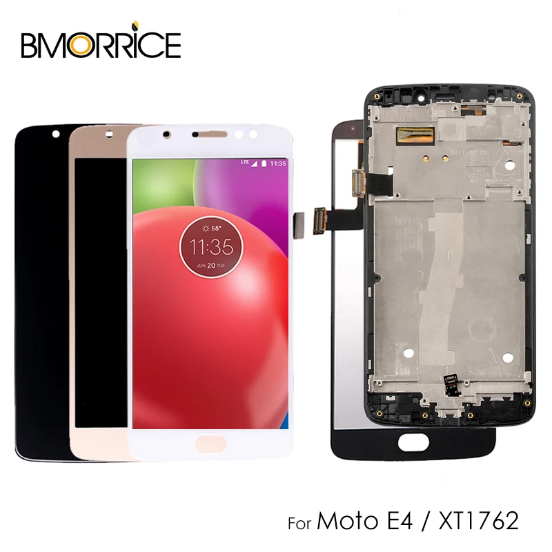 Для Motorola Moto E4 XT1762 XT1763 ЖК-дисплей кодирующий преобразователь сенсорного экрана в сборе Замена с рамкой и отпечатком пальца