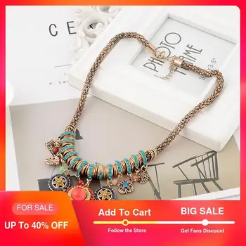 

Boho Ethnic Necklace Women's stone Charms Bohemia Chokers Necklaces Female Sweater Vintage Pendant Necklace Fashion Jewelry 2019