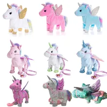 Прямая игрушки электрическая ходячая плюшевая игрушка единорог чучело игрушка Электронная Музыка игрушечный Единорог для детей рождественские подарки