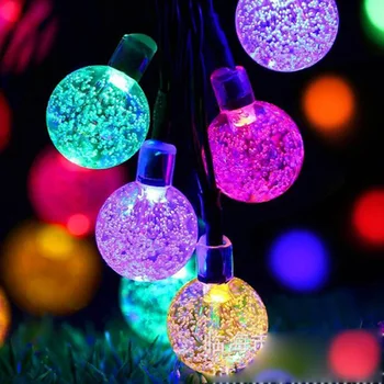 

30 50 LED Solar Lawn Lamp Crystal Ball RGB 6m 7m LED Fairy String Light Outdoor Christmas Garden Party Decoration String Lights