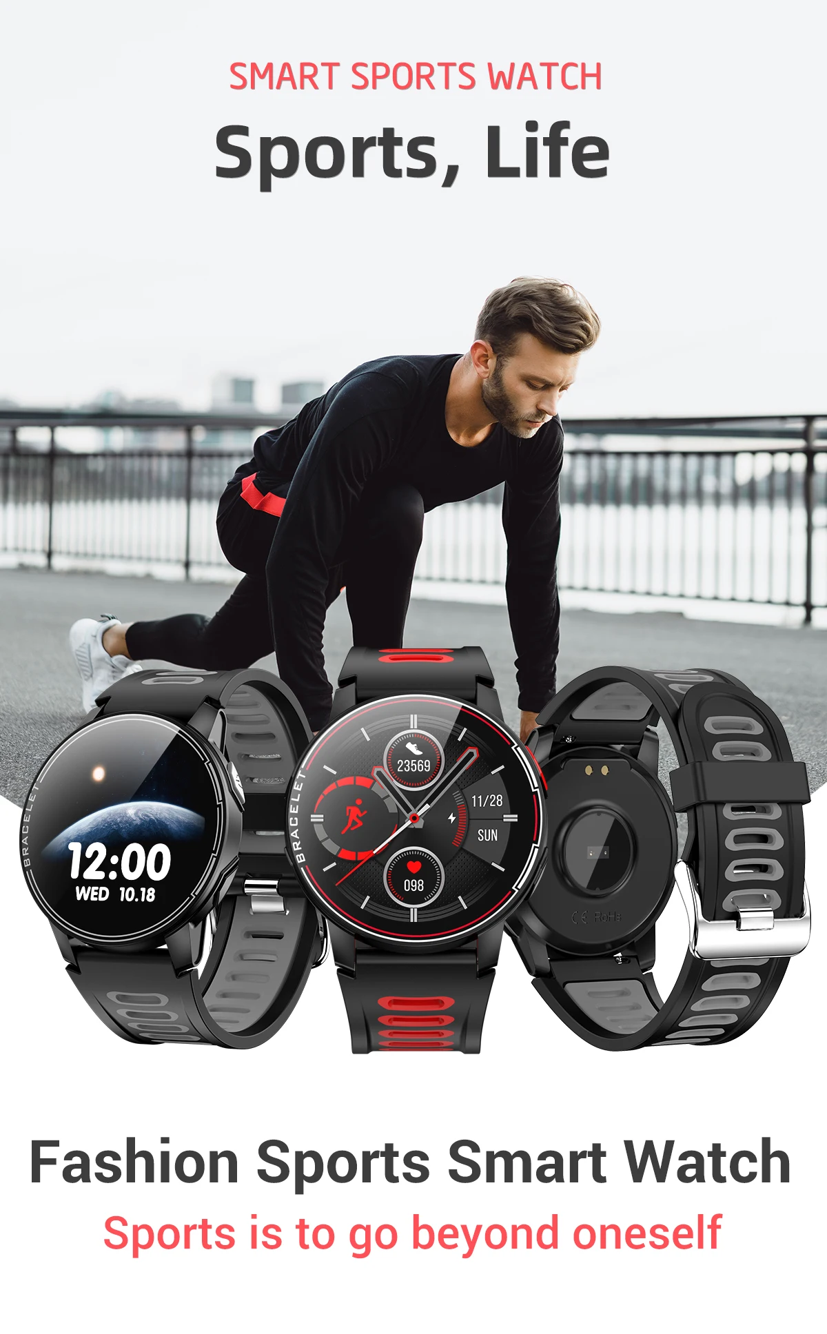 Willgallop S20 IP68 Waterproof Smartwatch Heart Rate Monitor Smart Watch  Fitness Smart Clock Men Sport Band for Android IOS|Smart Watches| -  AliExpress