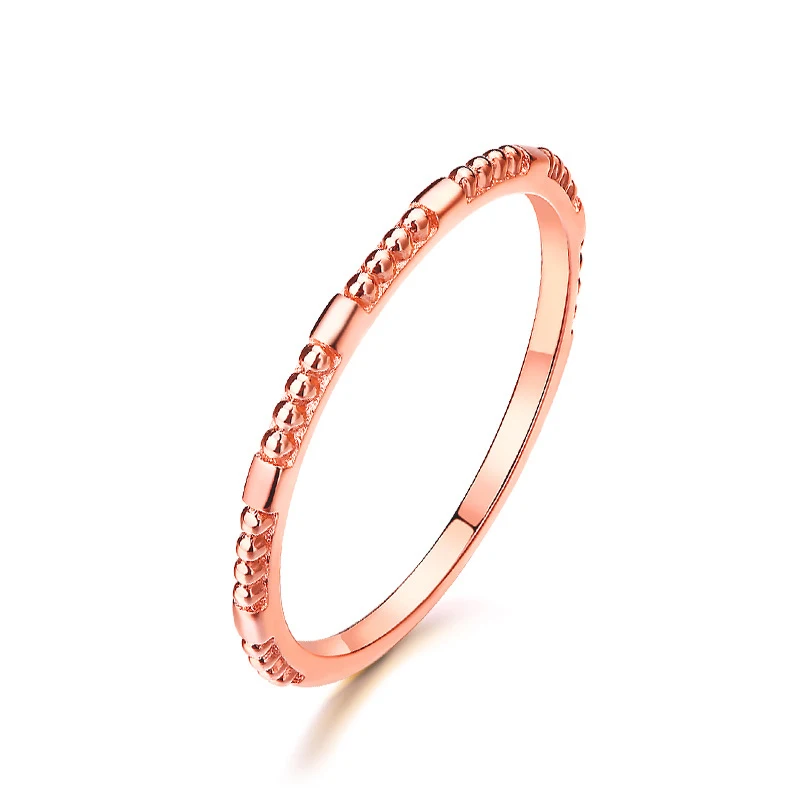 

Elegant 14K Real Solid Rose Genuine Gold Stackable Rings Bands for Women Female Fancy Upscale Trendy Office Jewelry Gift Party