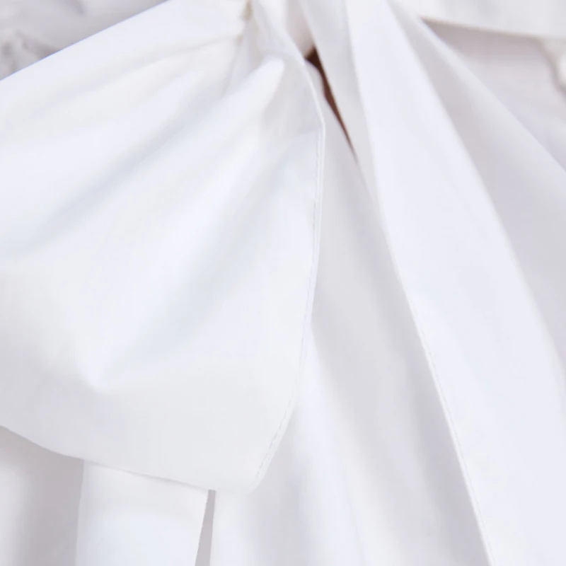 Fandy lokar с бантом Однотонные блузки для женщин модные каскадные рубашки с рюшами женские элегантные топы из поплина с длинным рукавом для женщин