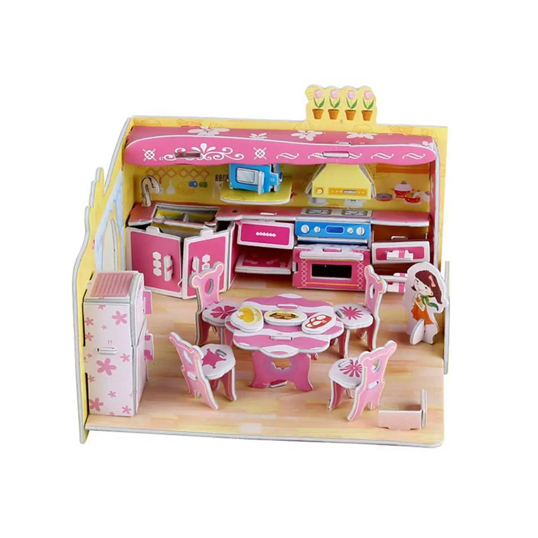 kitchen 3D головоломка детская Строительная головоломка DIY сборка картины От 7 до 14 лет игрушки - Цвет: kitchen