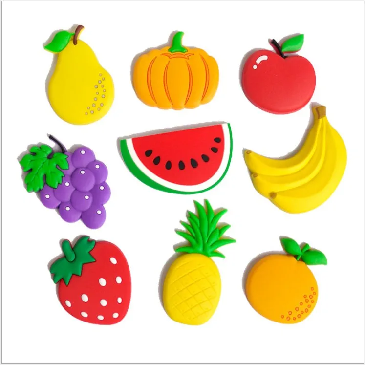 

Fruits banana apple strawberry cherry pineapple PVC fridge magnet stickers Children's early education refrigerator magnet