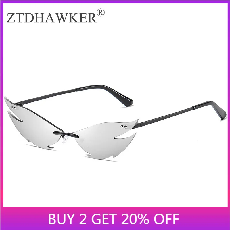 

New Personality Frameless Cat-eye Sunglasses Women Female Trendy Street Punk Glasses Fashion Spectacles