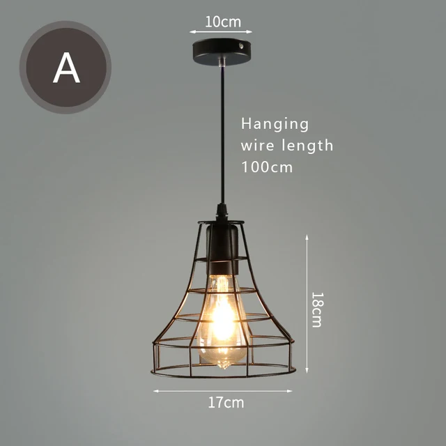 E27 Led Vintage Cage Pendant Lights Indoor Lighting Retro Light Fixture Pendant Lamps For Living Room Decor For Kitchen Lamp A