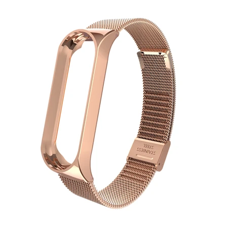 Metal rose gold Hangrui mi Band 4 металлический браслет из нержавеющей стали ремешок для Xiaomi mi Band 4 mi band 3 замена браслета БЫСТРОРАЗЪЕМНАЯ пряжка - Цвет: Metal rose gold