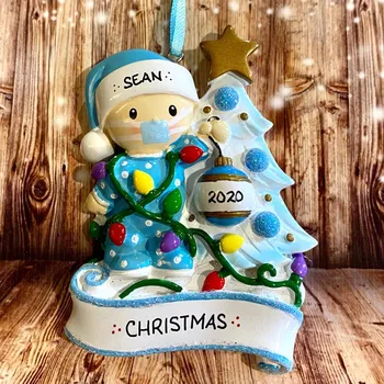 

2020 Christmas Ornament DIY Personalized Quarantine Face Mask Baby Decorating Christmas Tree Hanging Ornament noel decoration50