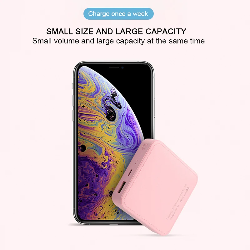 Мини Мощность банк 10000mAh 5V 2.1A Экран повербанк для Iphone внешний Батарея 2USB Мощность банка - Цвет: Pink