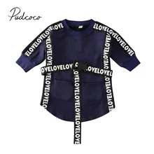 Г. Весенне-осенняя одежда для малышей Одежда для новорожденных девочек с надписью платье с длинными рукавами Длинный свитшот спортивная одежда От 6 месяцев до 5 лет